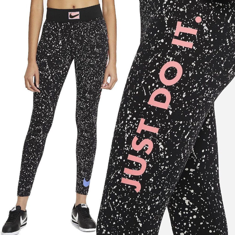 NIKE Speckled Leg-A-See High Rise Leggings Work-out Sport Women's Size MED
